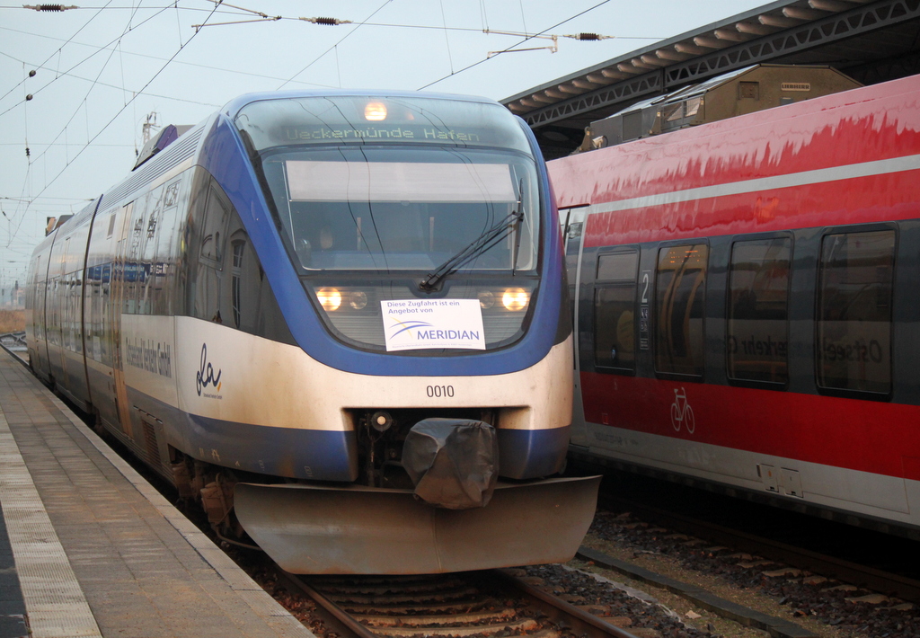 643 117-4 als als OLA 79799 von Btzow nach Ueckermnde Stadthafen kurz vor der Ausfahrt im Bahnhof Gstrow.14.12.2013