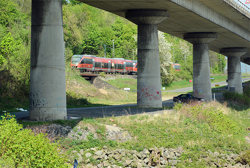 643 550 RB30 zwischen B 9-Brückenpfeilern bei Oberwinter - 12.04.2014