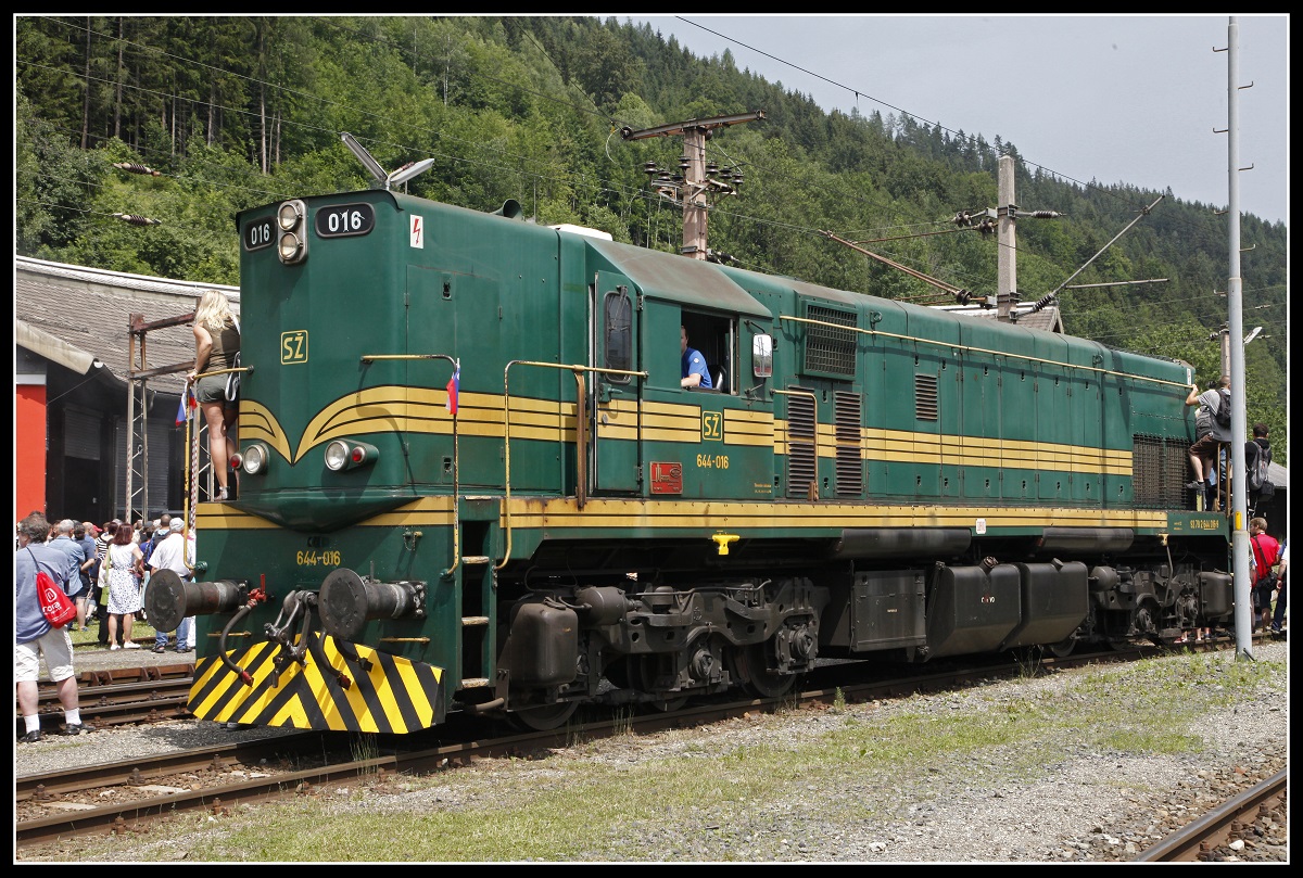 644-016 der Slovenischen Staatsbahnen ausgestellt beim Nostagiefest des Südbahnmuseums in Mürzzuschlag am 10.06.2018.