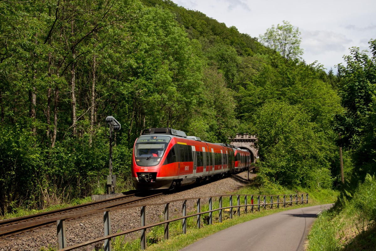 644 022 + 644 062 als RE 22 (Köln Messe-Deutz - Trier Hbf) bei Speicher am Friedrich-Wilhelm-Tunnel am 26.05.14