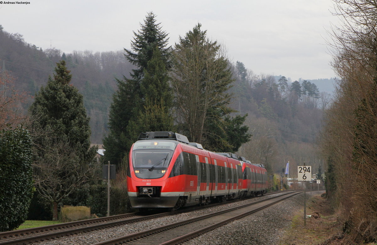 644 023-3 und 644 039-9  als RB 17382 (Waldshut-Basel Bad Bf) bei Schwörstadt 9.1.18