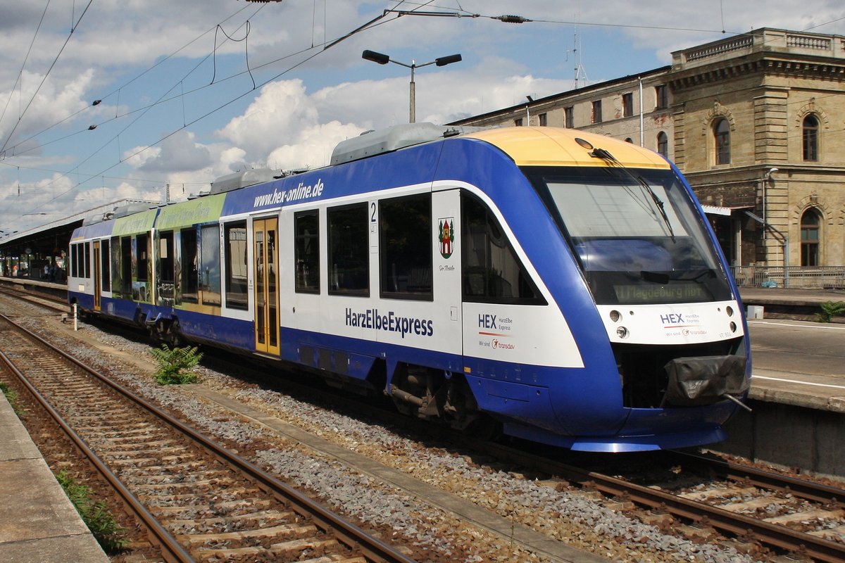 648 282-1 erreicht am 1.8.2016 als HEX80187 aus Blumenberg den Magdeburger Hauptbahnhof.