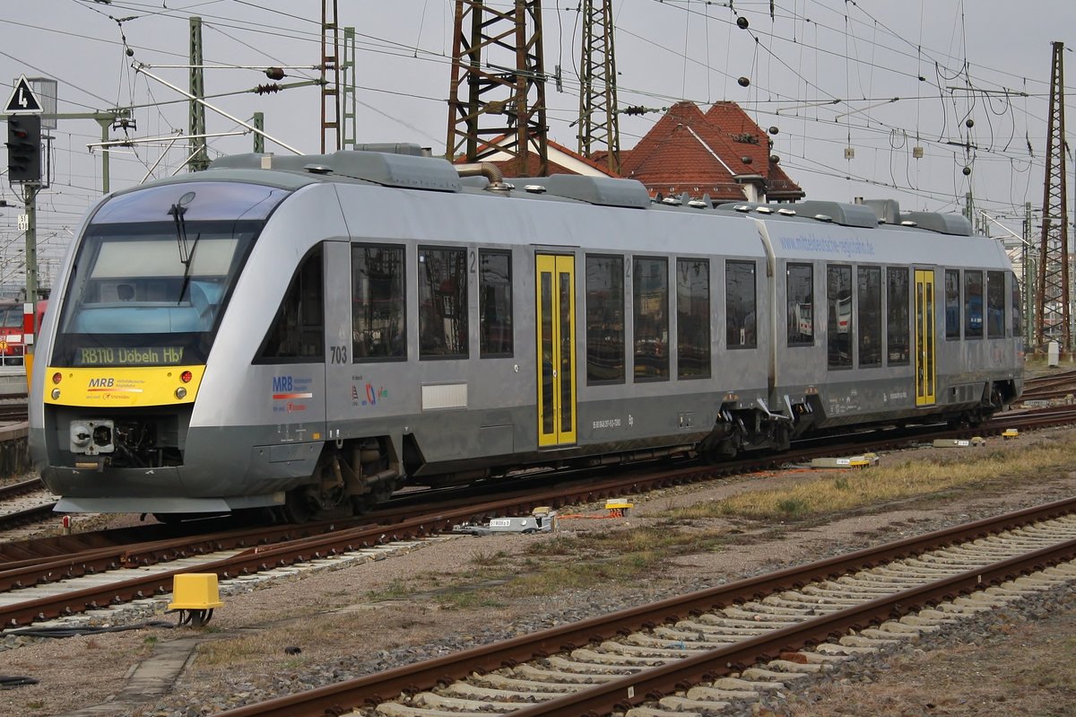 648 297-9 verlässt am 27.1.2018 als RB110 (RB74046) nach Döbeln Hauptbahnhof den Leipziger Hauptbahnhof. 