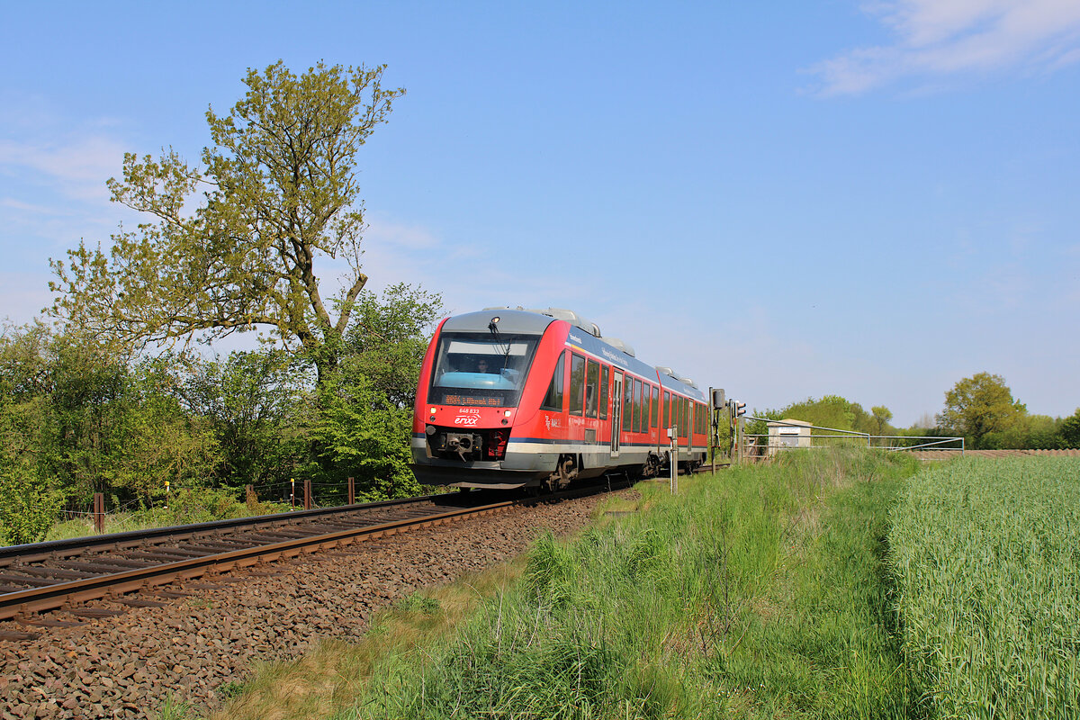 648 333 unterwegs für erixx Holstein auf der RB84 von Kiel Hbf nach Lübeck Hbf zwischen Pönitz und Pansdorf. (14.05.2023)
