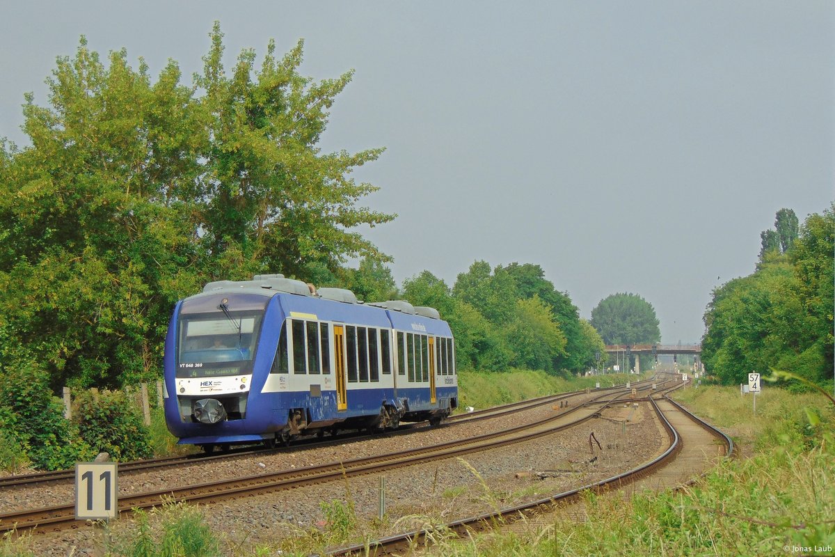 648 369 als HEX 4 (Goslar - Halle/S.) bei der Einfahrt in Aschersleben am 03.06.2018.