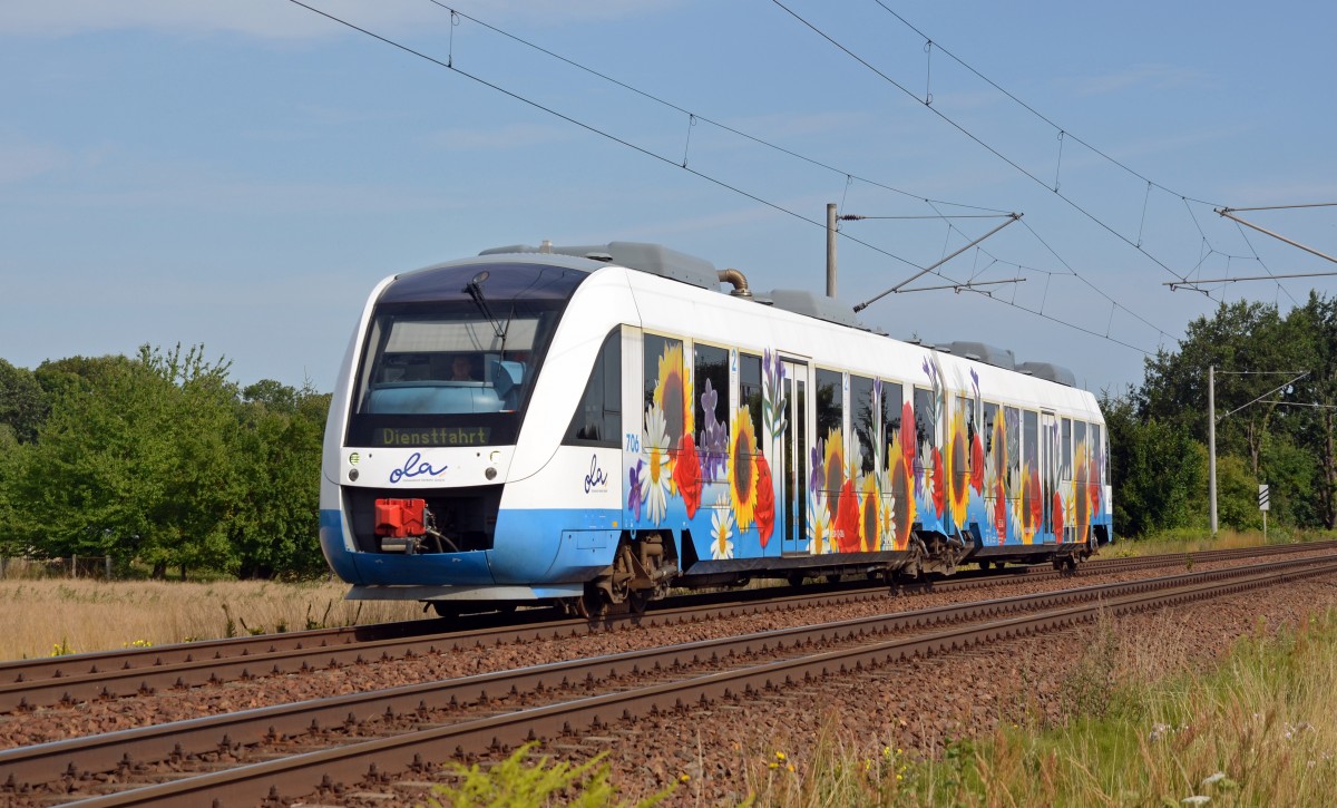 648 800 der OLA rollte am 01.08.15 als Dienstfahrt durch Jeßnitz Richtung Bitterfeld.