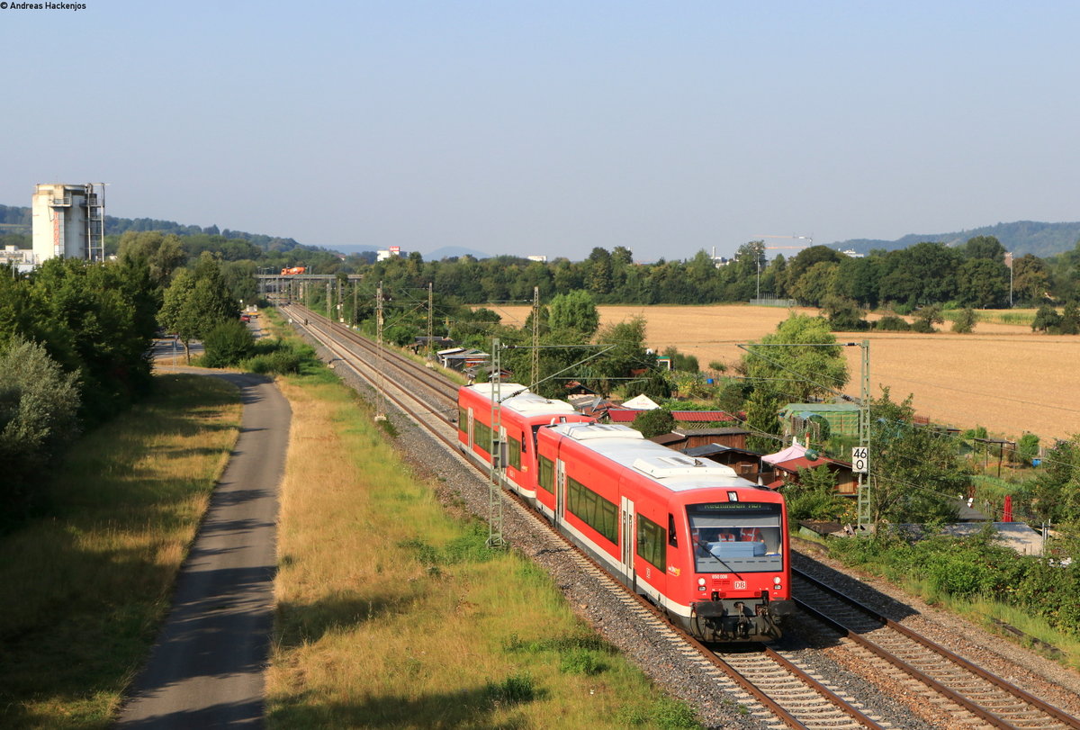 650 008-5 und 650 025-9 als RB 22908 (Tübingen Hbf-Reutlingen Hbf) bei Tübingen Lustnau 12.8.20