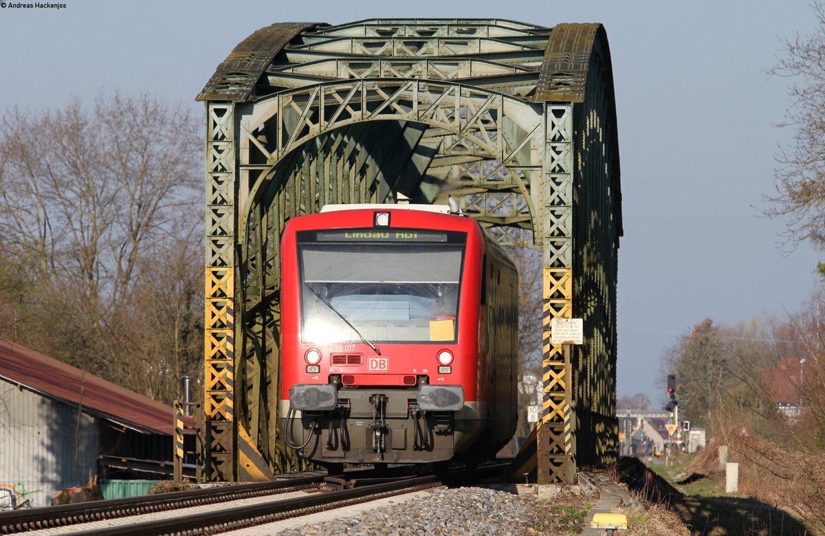 650 017-6 als RB 22709 (Radolfzell-Lindau Hbf) bei Langenargen 30.3.19