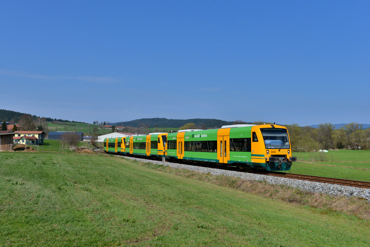 650 076 + 670 077 + 650 075 als WBA4 nach Gotteszell am 05.04.2017 bei Furthof. 