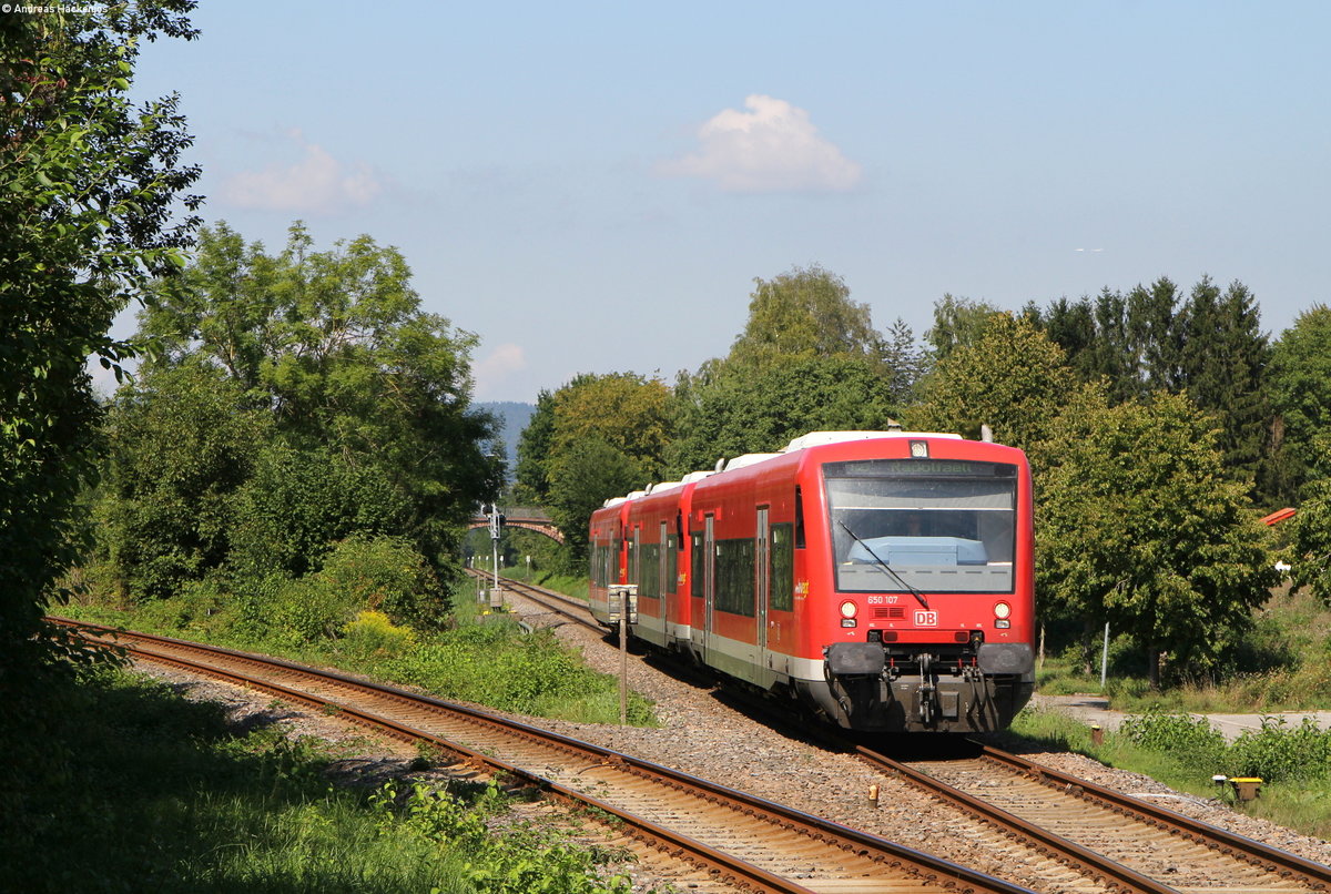 650 107-5; 650 103-4 und 650 203-2 als RB 22772 (Friedrichshafen Stadt-Radolfzell) in Stahringen 25.8.19