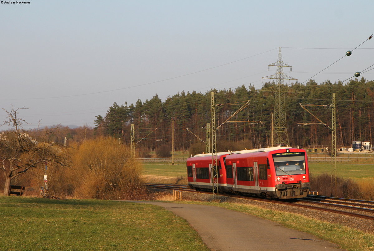 650 110-9 und 650 *** als RB 22945 (Plochingen-Tübingen Hbf) bei Reutlingen 23.3.19