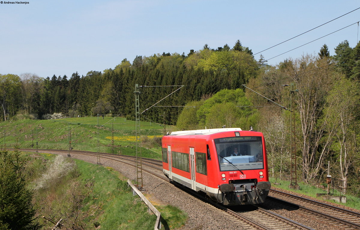 650 301-5 als RB 22224 (Tübingen Hbf-Pforzheim Hbf) bei Eutingen 22.4.18