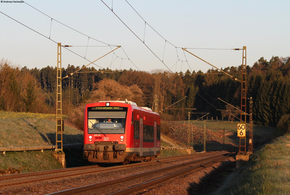 650 305-7 als RB 22210 (Horb-Pforzheim Hbf) bei Eutingen 24.4.17