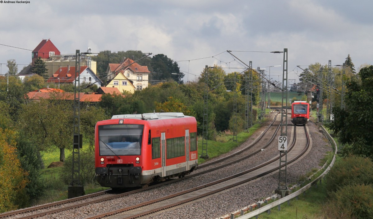 650 308-9 als RB 22404 (Pforzheim Hbf-Tbingen Hbf) bei Eutingen 11.10.13