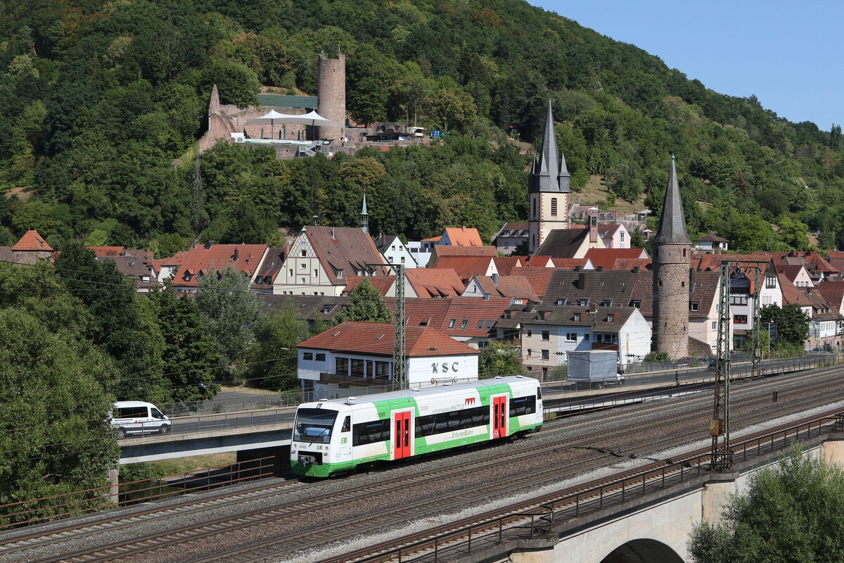 650 403 der  Erfurter Bahn  am 8. August 2022 in Gemünden am Main.