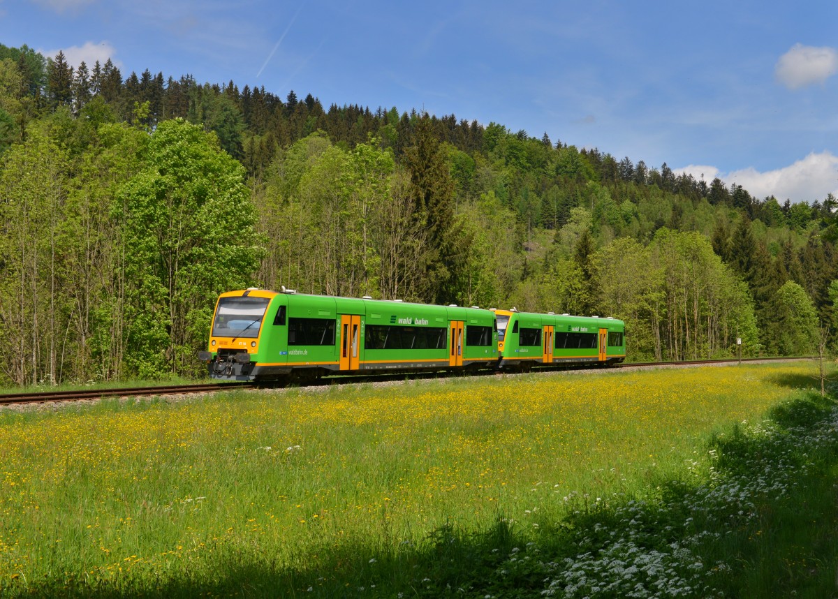 650 651 (VT 16) + 650 660 (VT 25) als WBA1 am 18.05.2015 bei Gotteszell. 