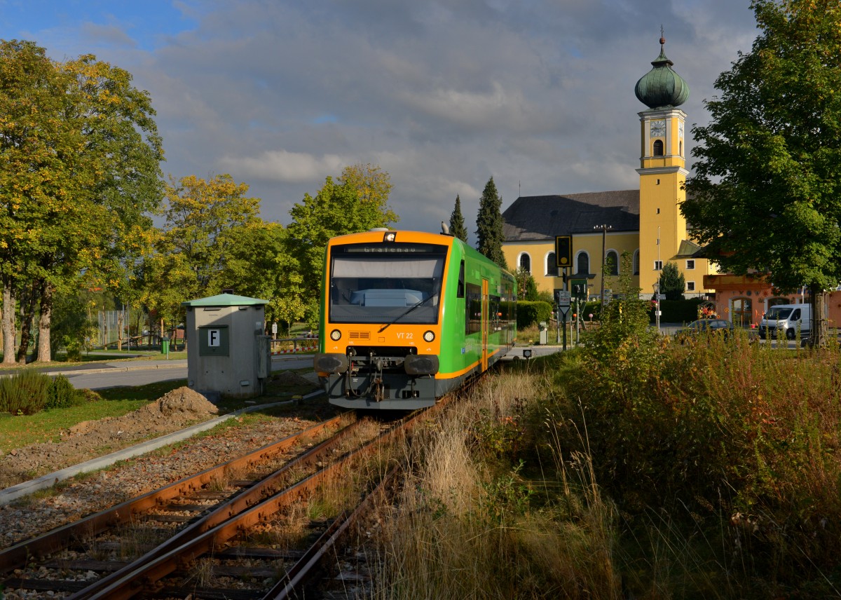 650 657 (VT 22) als WBA 3 am 29.09.2015 in Frauenau. 