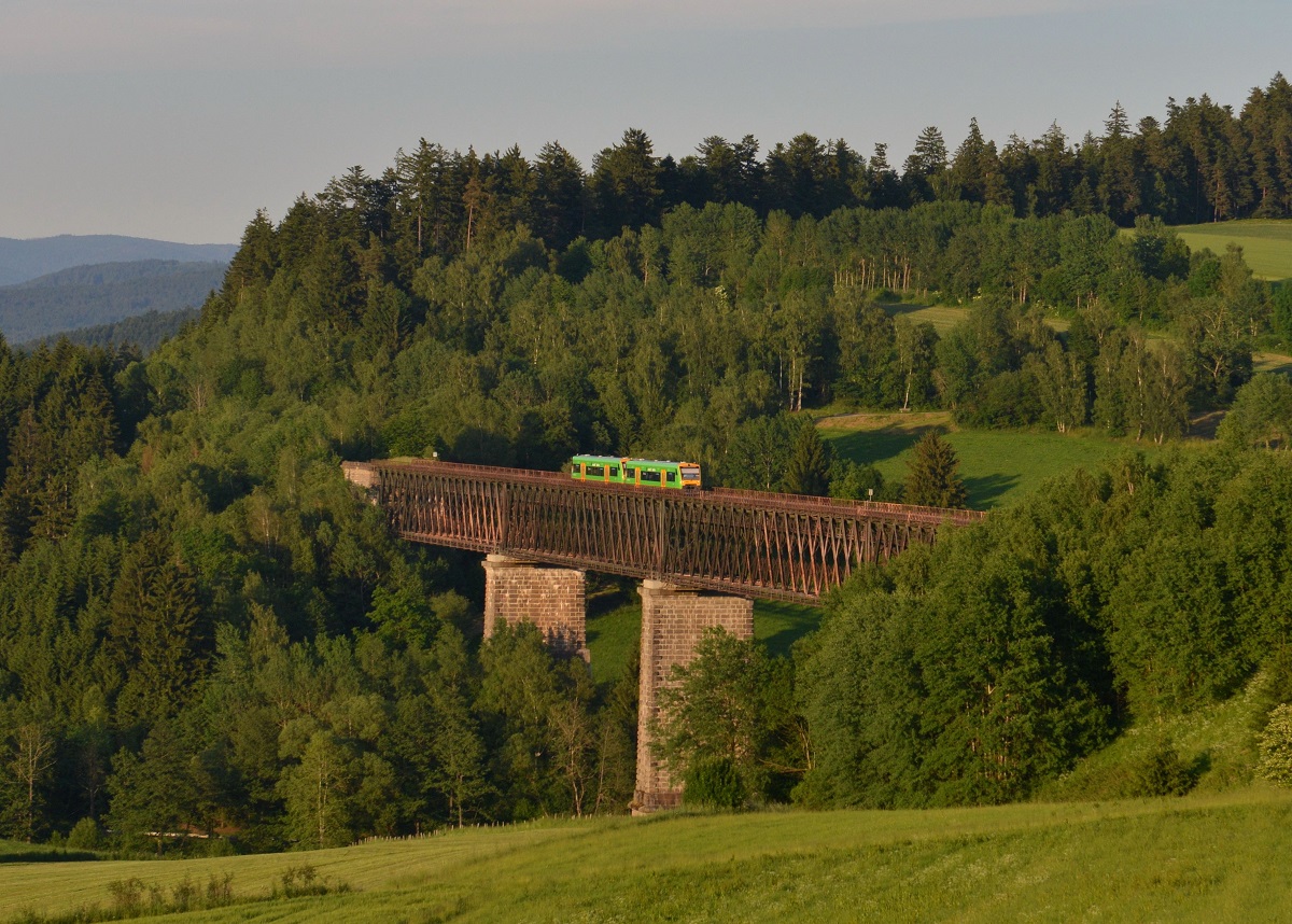 650 661 (VT 26) + 650 657 (VT 22) als WBA1 nach Plattling am 09.06.2014 auf der Ohebrücke bei Rohrbach.
