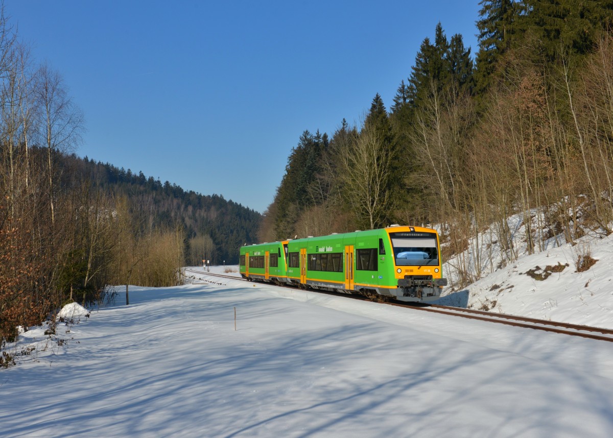 650 661 (VT 26) + 650 657 (VT 22) als WBA 93924 am 17.02.2015 bei Gotteszell.