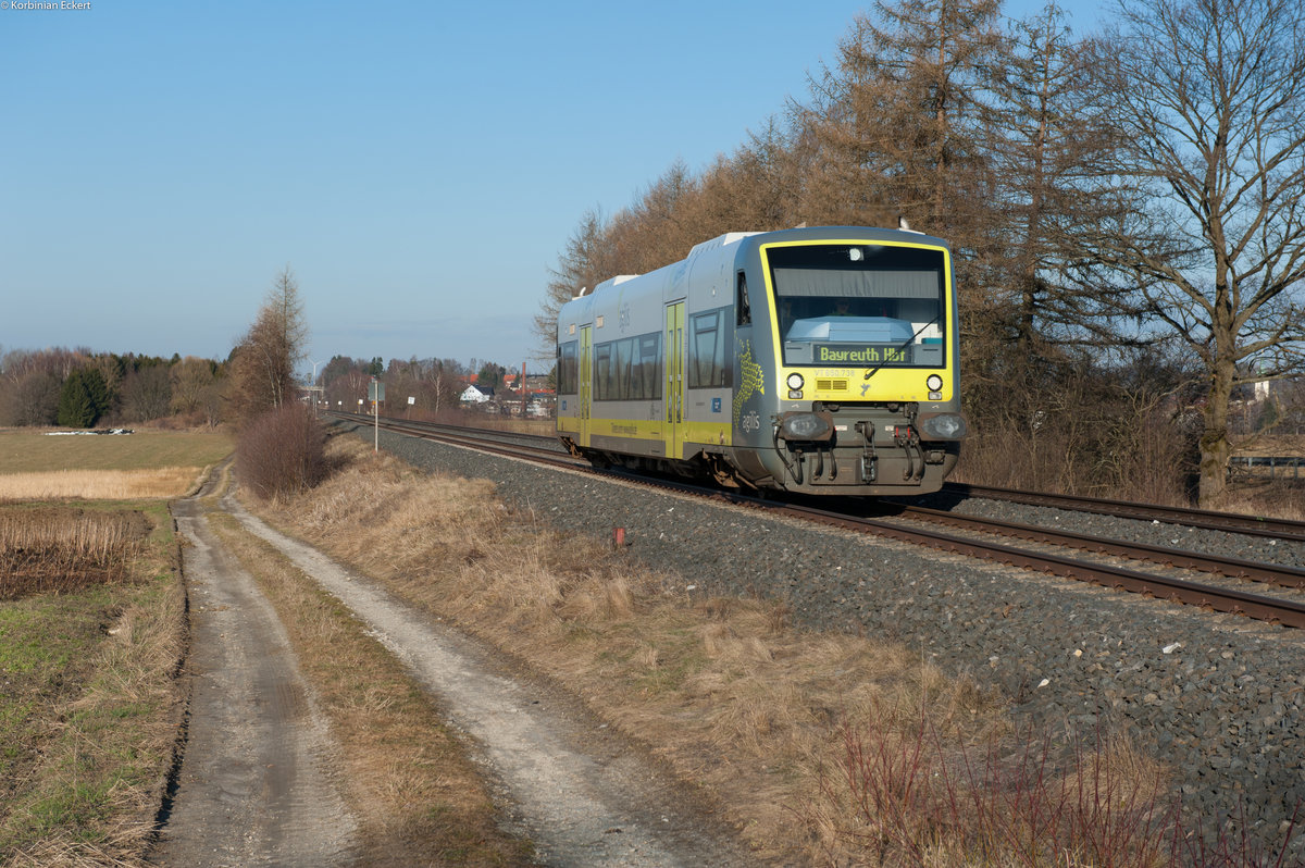 650 738 als ag 84586 von Marktredwitz nach Bayreuth Hbf bei Waldershof, 27.02.2017