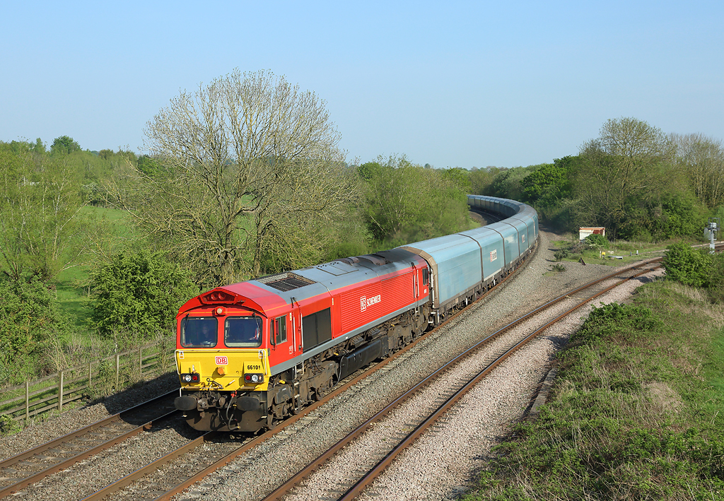 66101 passes Hatton North Jct whilst working an empty car train from Southampton Eastern Docks to Castle Bromwich, 12 May 2016