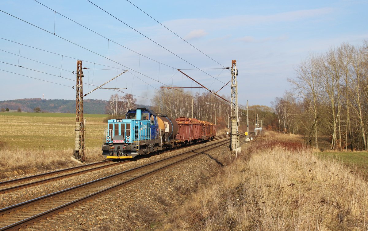 731 013-9 mit der Übergabe Sokolov nach Cheb am 14.03.17 bei Nebanice.