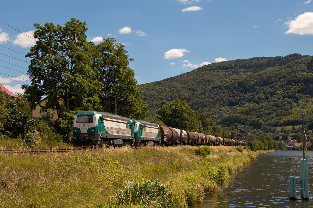 753 607-1 + 753 606-3 auf der Rückfahrt nach Usti nad Labem. Aufgenommen am 30. Juni 2018. 