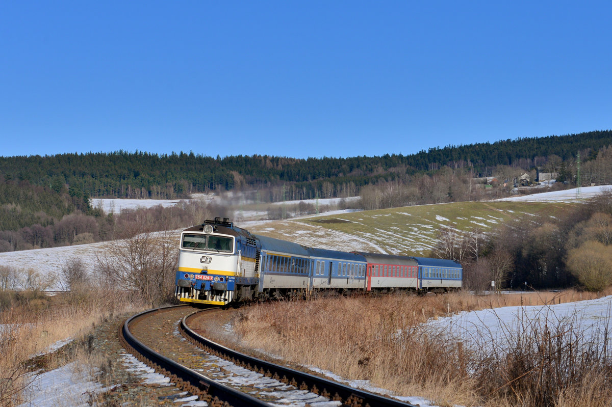 754 029 mit R 776 am 05.02.2017 bei Desenice. 