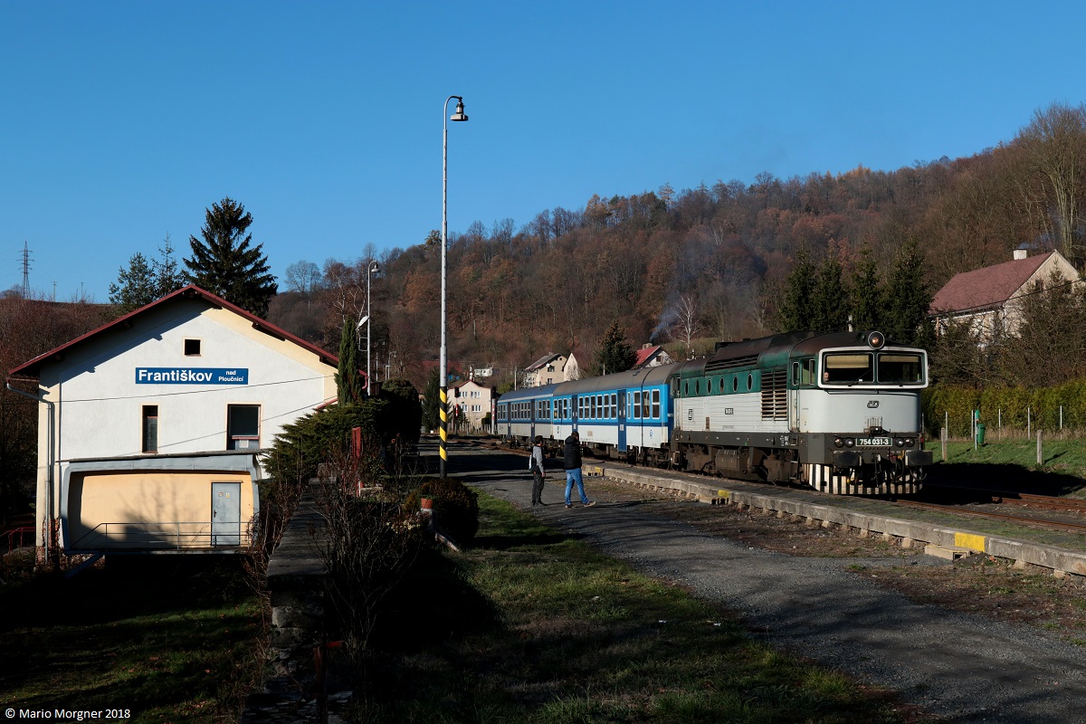 754 031-3 am Os 6609 Děčín hl.n. - Liberec unterwegs in Františkov nad Ploučnicí, 17.11.2018