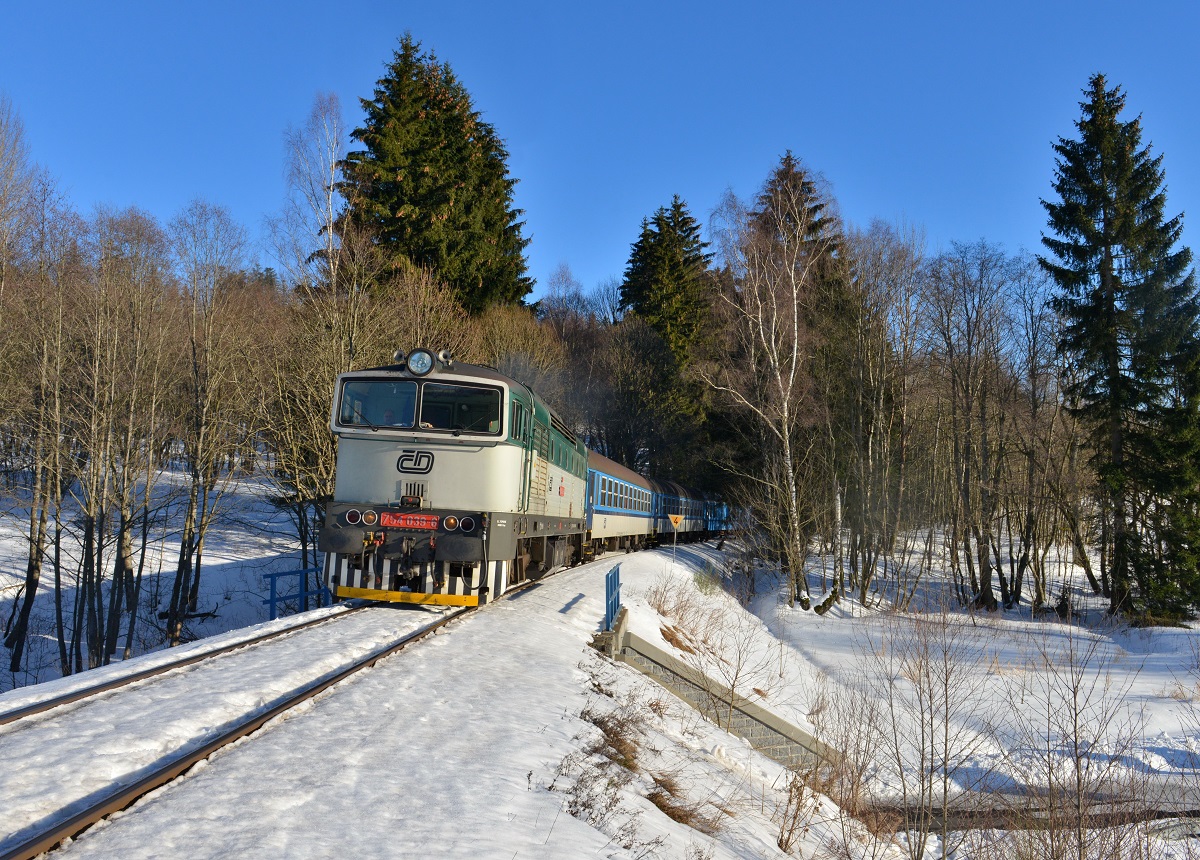 754 039 mit Os 7501 am 13.02.2015 bei Spicak.