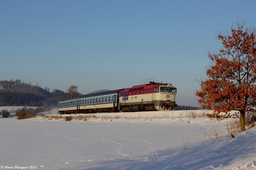 754 061-0 am Os 6652 von Děčín - Rumburk unterwegs bei Markvartice, 22.01.2017