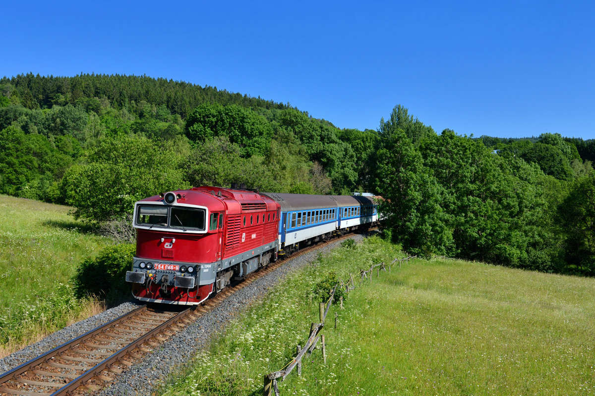 754 066 mit Rx 779 am 19.06.2017 bei Hojsova Stráž-Brčálník.