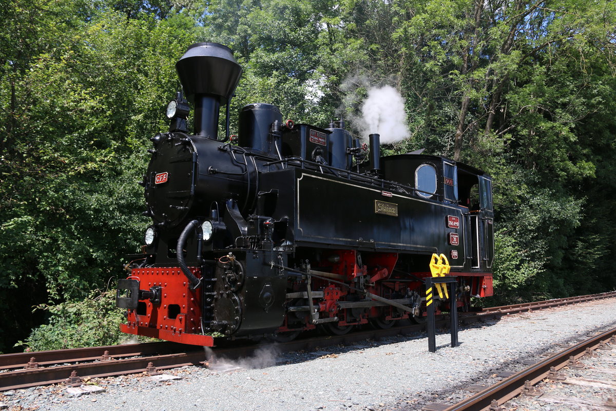 764.411R diente einst in den Karpaten den Holzarbeitern um Ihre frisch geschlagenen Baumstämme aus dem Wald Herauszubringen. Als Sie vor genau 30 Jahren gebaut wurde konnte wohl keiner Ahnen dass Sie einmal in der Weststeiermark das Haupt-Zugpferd des Flascherlzuges sein sollte. Am 7.08.2016 wartet Sie in Preding auf die richtige Weichenstellung um wieder auf Ihren Sonderzug zu fahren. 
