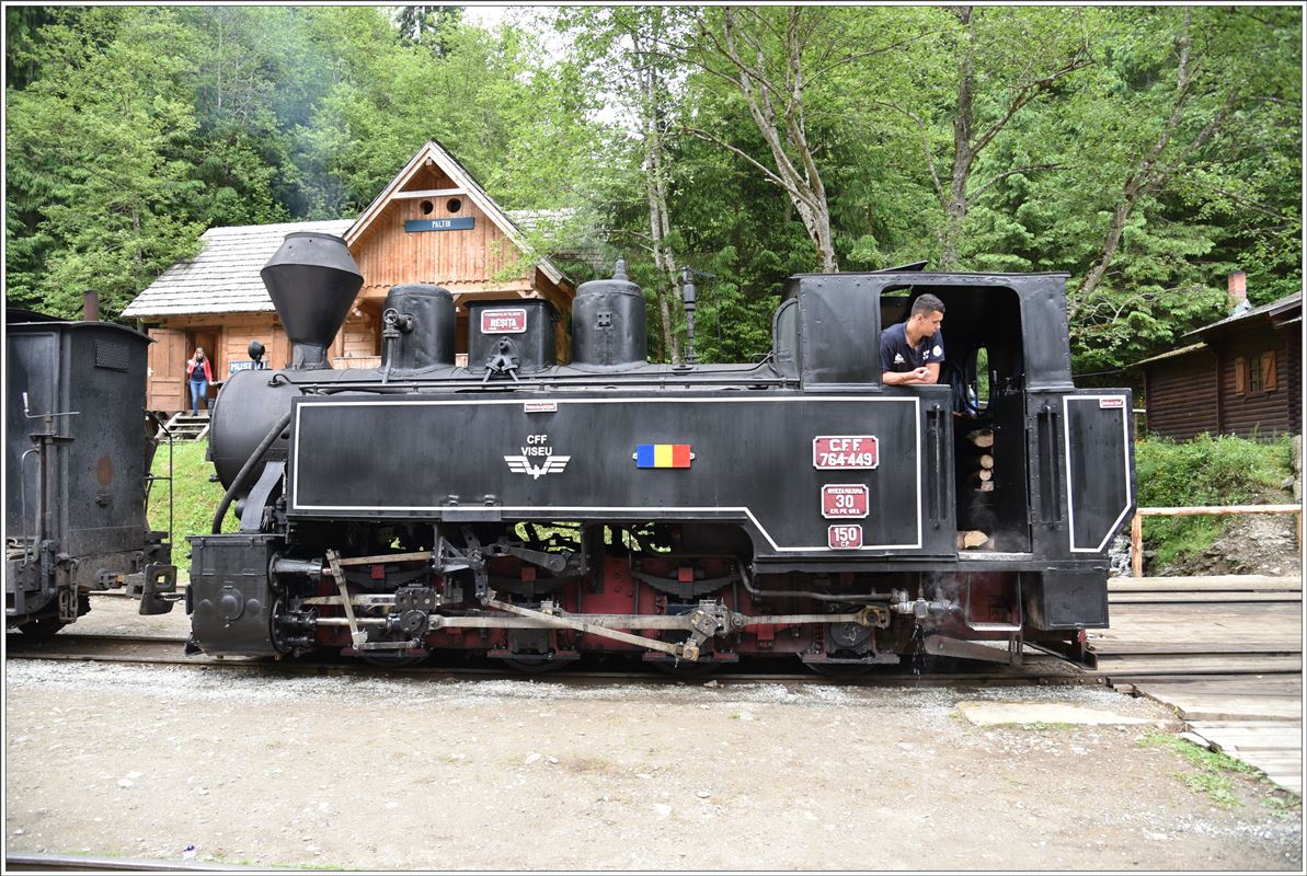 764.449  Joana  ist in Paltin bereit mit dem ersten Touristenzug die Rückfahrt das Wassertal hinunter nach Viseu de Sus anzutreten. (11.06.2017)