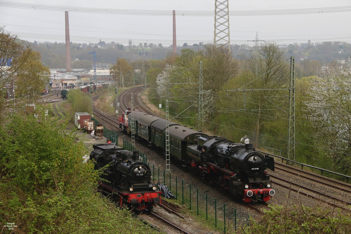 78 468 und VEB 52 6106 in Bochum Dahlhausen, April 2018.
