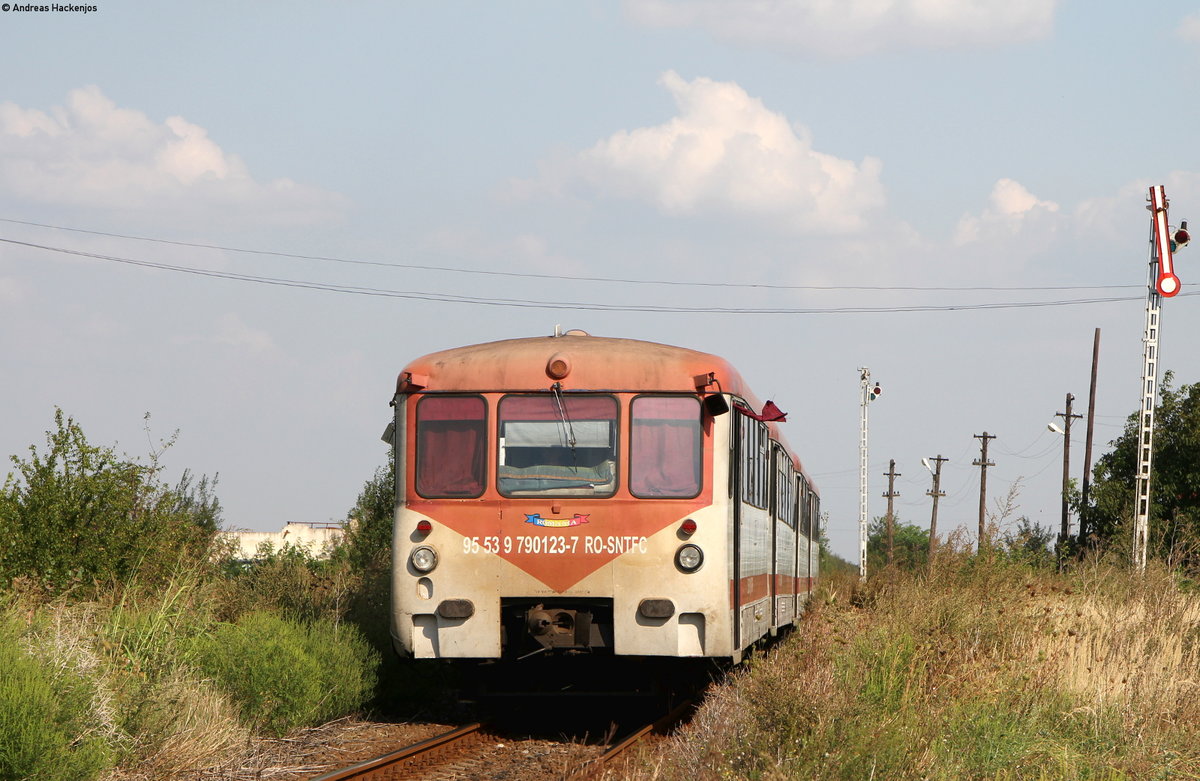 790 123-7; 790 523-6; 790 503-8 und 790 103-9  als R 9591 (Timisoara Nord-Jimboila) in Beregsau Mare  30.8.16