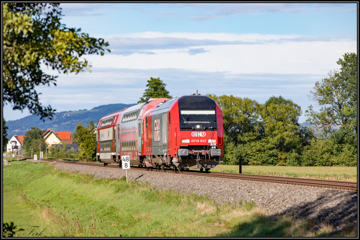 7.August 2021 . 
2016.922 erreicht in kürze Wies Markt mit dem Abendlichen R 8567. 