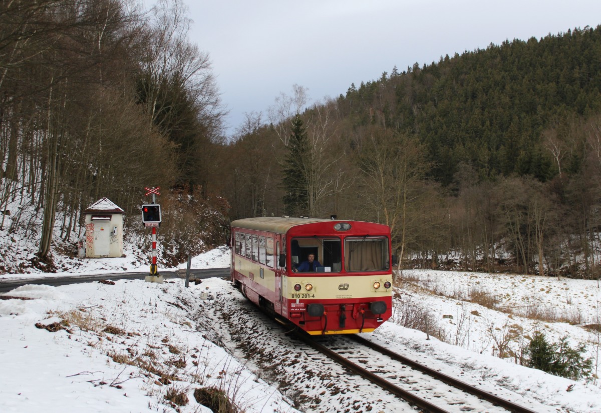 810 201 ist am 08.02.14 bei Nová Role zastávka zusehen.