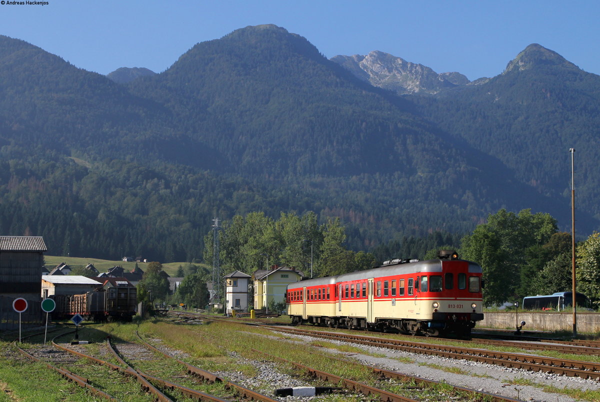813 031 als R 4208 (Sezena-Bohinjska Bistrica) in Bohinjska Bistrica 26.8.16