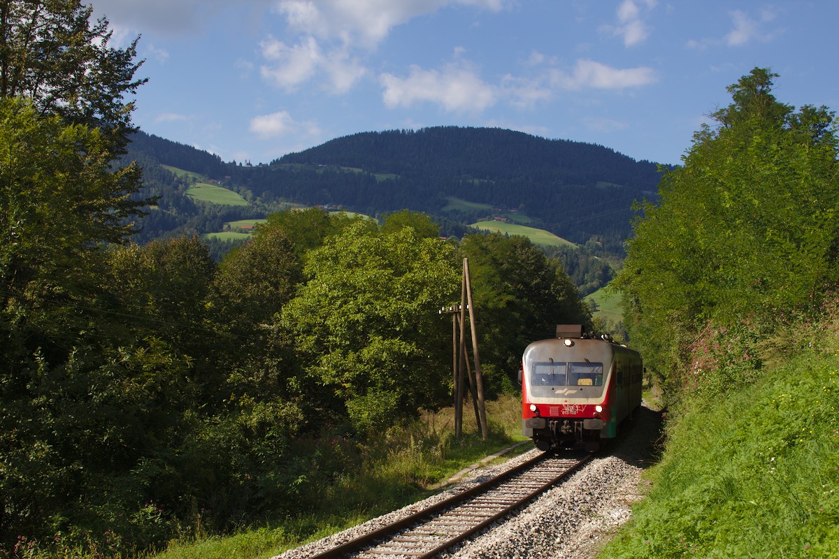 813/814.108 als R4462 im Drautal unterwegs passiert in Kürze die Straßenkreuzung nahe bei Maria am Stein (kurz vor Vuzevica). (31.08.2016)