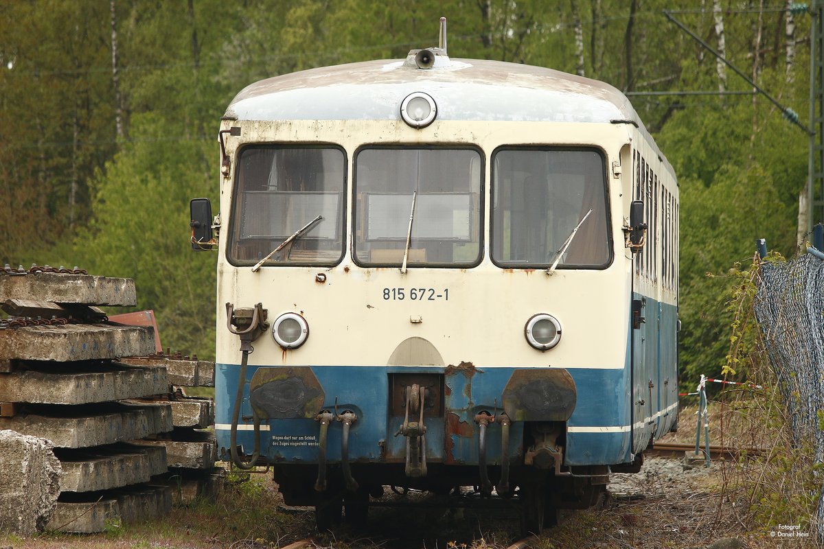 815 672-1 Akkutriebwagen am Eisenbahnmuseum Bochum Dahlhausen, am 29.04.2017.