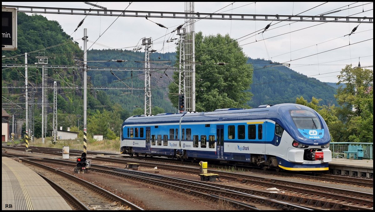 844 029 (RegioShark)im Bahnhof von Decin. Aufgenommen am 01.08.2014