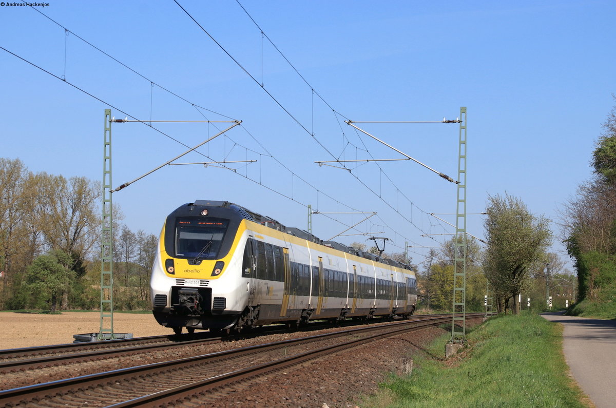 8442 305 als RB 19643 (Bruchsal-Mühlacker) bei Helmsheim 11.4.20