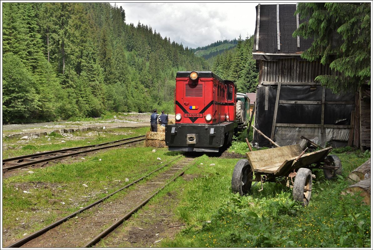 87-0015-5 zieht ein Stück vor, damit noch einige Strohballen eingeladen werden können. (12.06.2017)