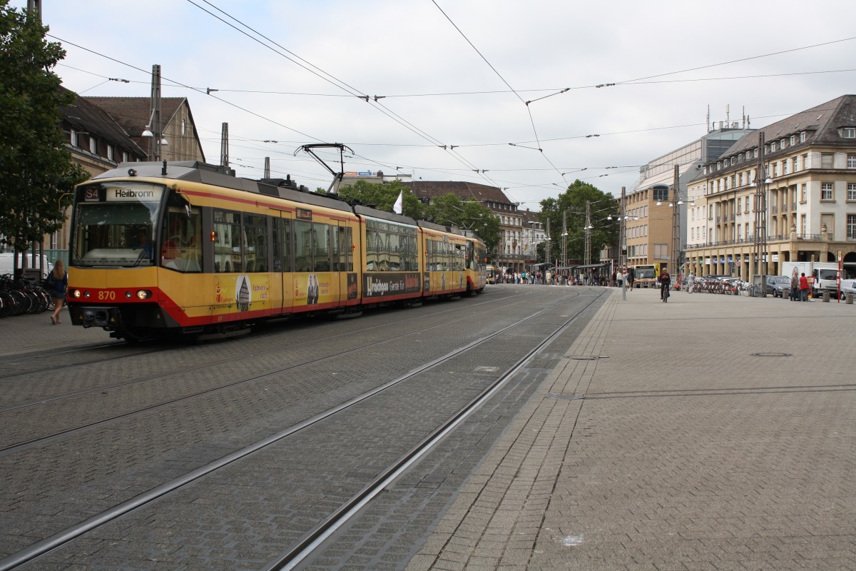 870 der AVG-Karlsruhe am 16.08.12 in Karlsruhe-Bahnhofsvorplatz.