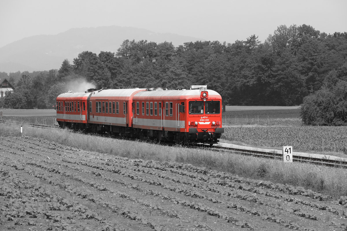 9160.035 führt den Ultraschallmesszug gen Wies Eibiswald. 
Heute am 30.05.2018 bei Bergla