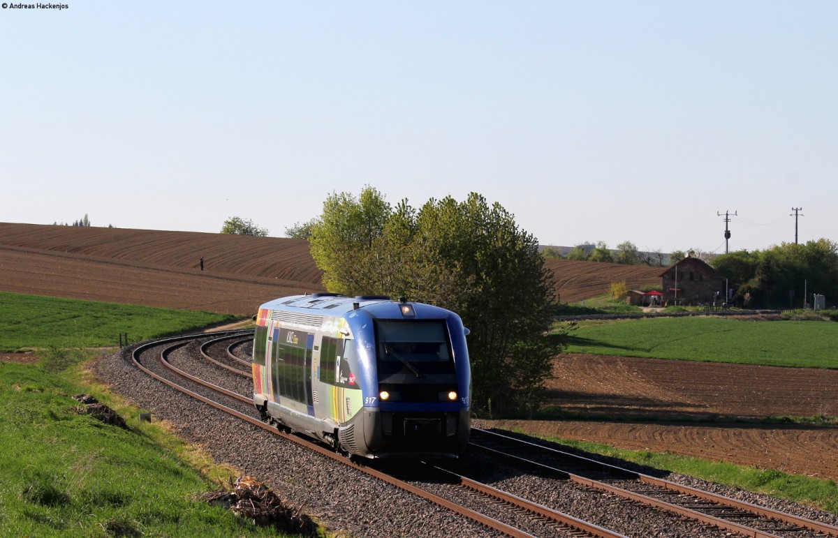 917 als TER30909 (Sarreguemines-Strasbourg) bei Minversheim 22.4.15