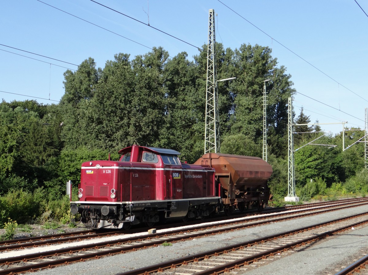 92 80 1 212 089-7 D-BOBy der Bayrischen Oberberlandbahn stand am 16.08.13 in Hochstadt-Marktzeuln. 