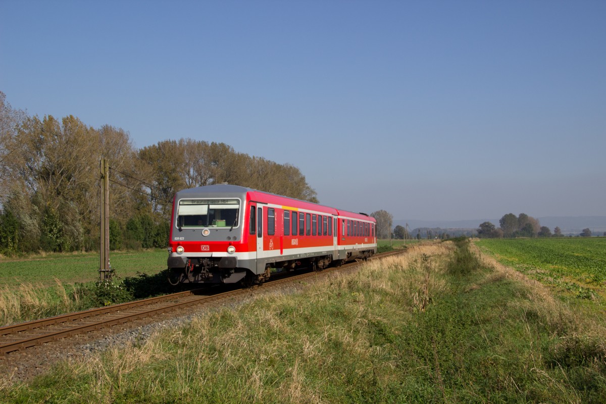 928 623 als RB 14920 (Schöppenstedt - Braunschweig Hbf) bei Denkte am 04.10.14