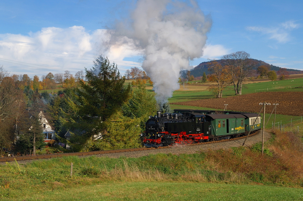 99 1741 mit P1007 bei Neudorf (Fichtelbergbahn) [19.10.2013]